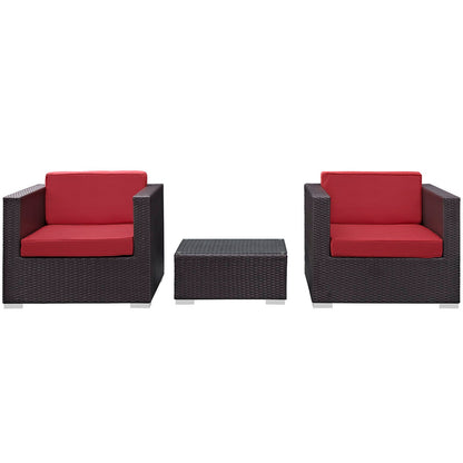 Burrow 3 Piece Outdoor Patio Sofa Set by Modway