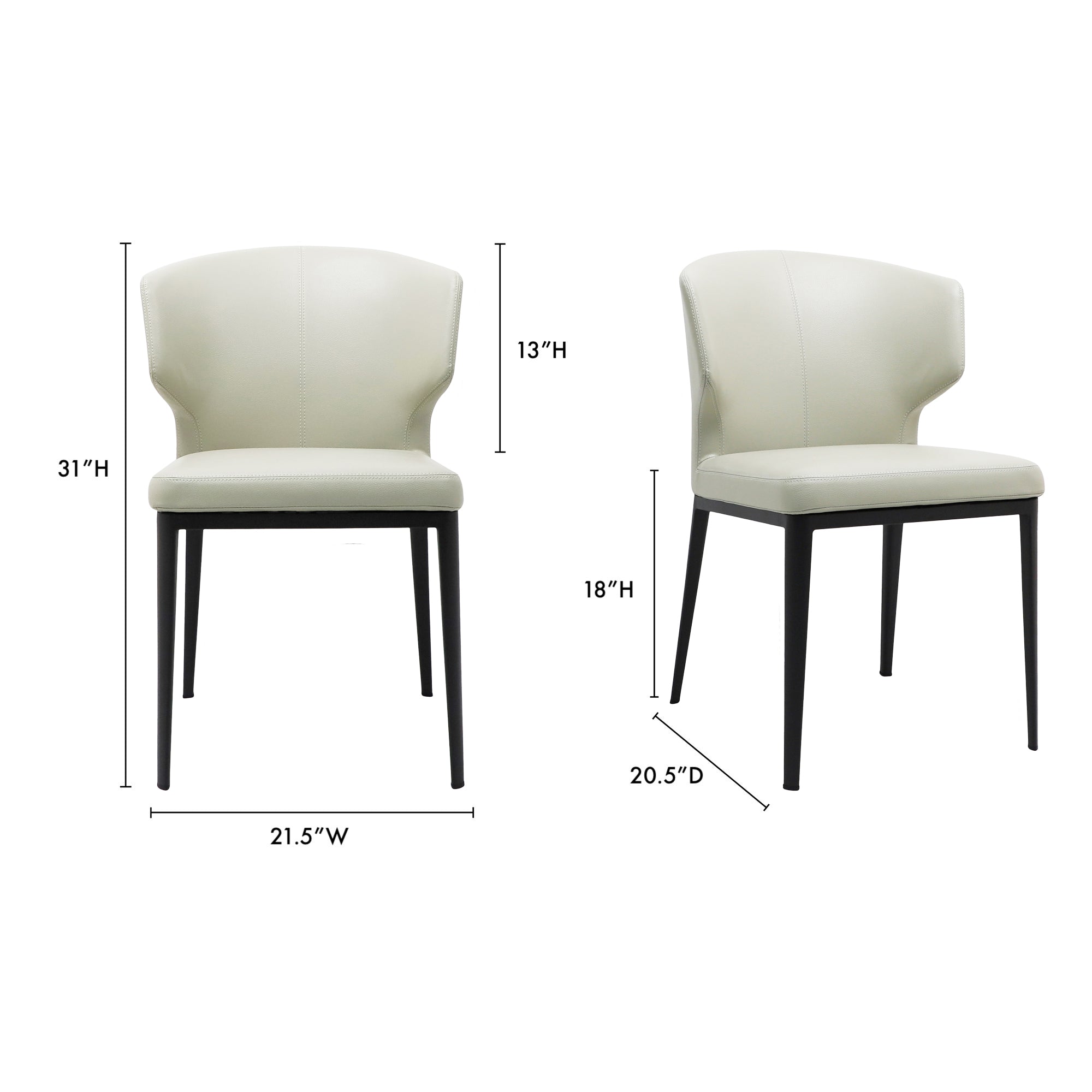 Delani Dining Chair Grey - Set Of Two Dining Chairs, Grey / Steel Frame