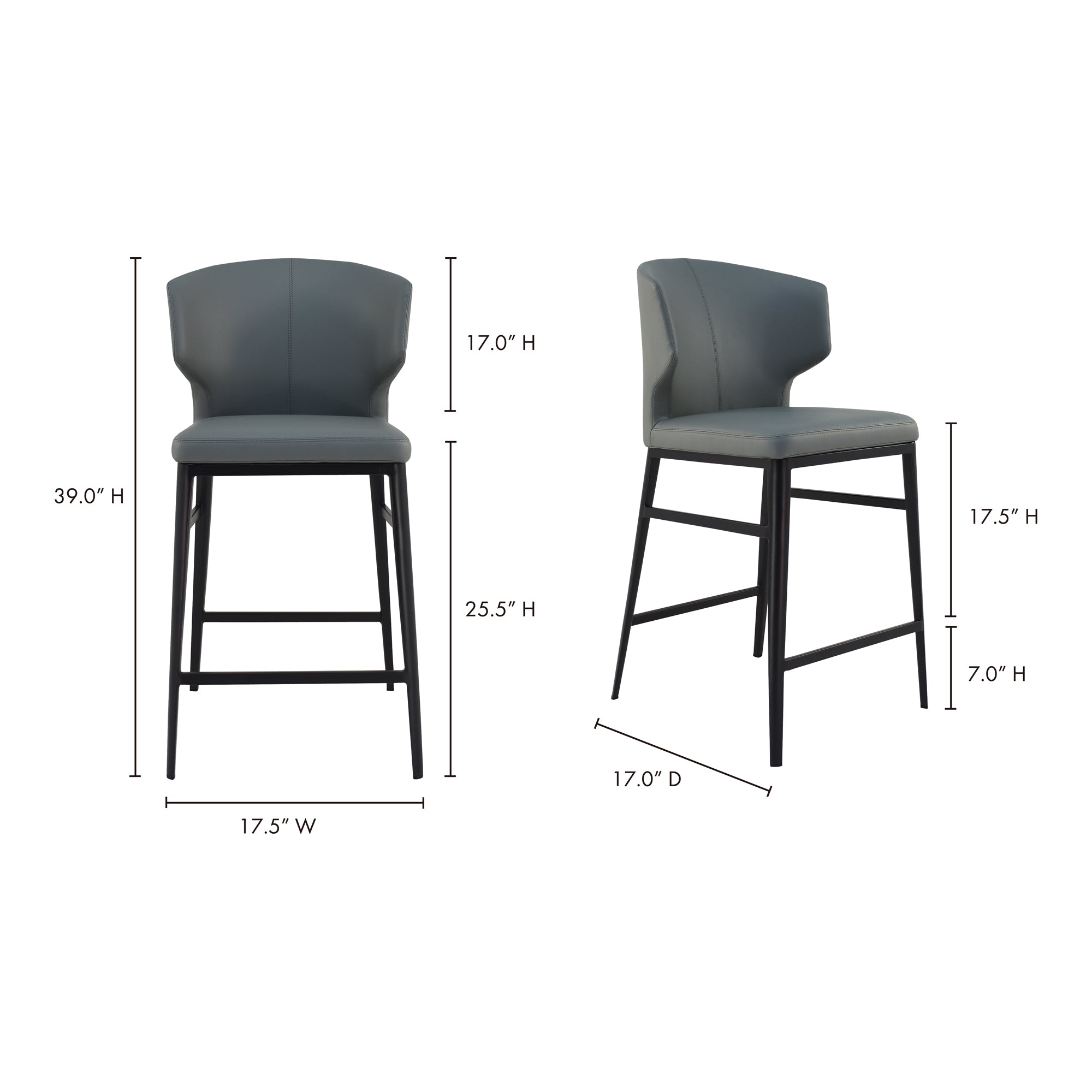 Lib Dining Chair Grey - Set Of Two Dining Chairs, Grey / Metal Frame