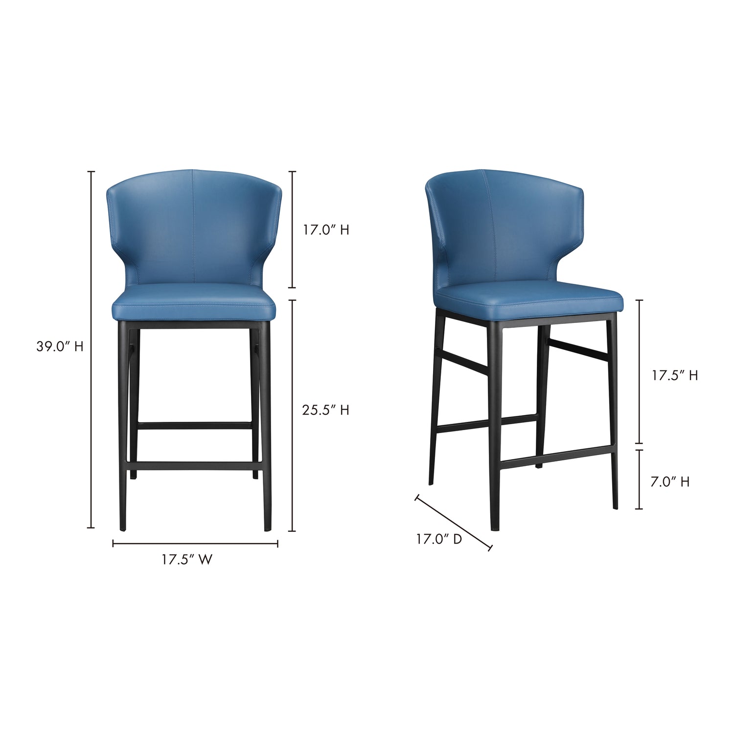 Delani Dining Chair Sky Blue - Set Of Two Dining Chairs, Blue / Steel Frame