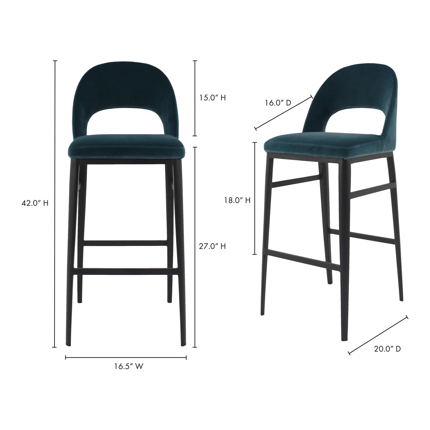 Ruthy Dining Chair Green - Set Of Two Dining Chairs, Green / Steel Legs