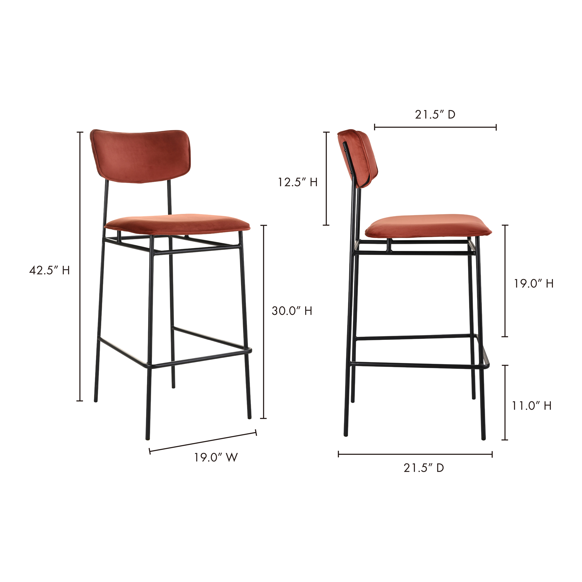 Manor Dining Chair Light Brown - Set Of Two Dining Chairs, Brown / Powder-Coated Iron Frame