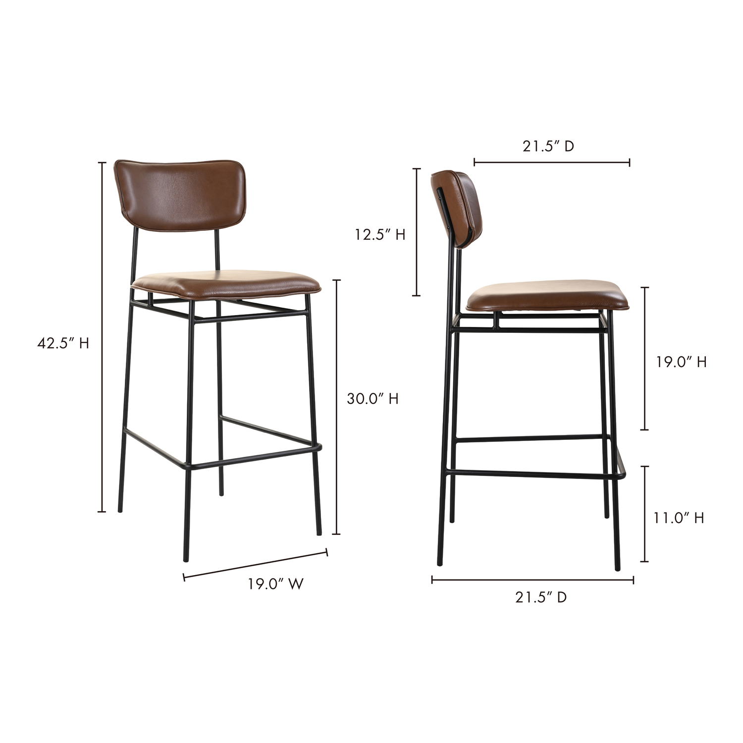 Mariner Bar Stool Amber Bar Stools, Orange / Powder-Coated Iron Frame