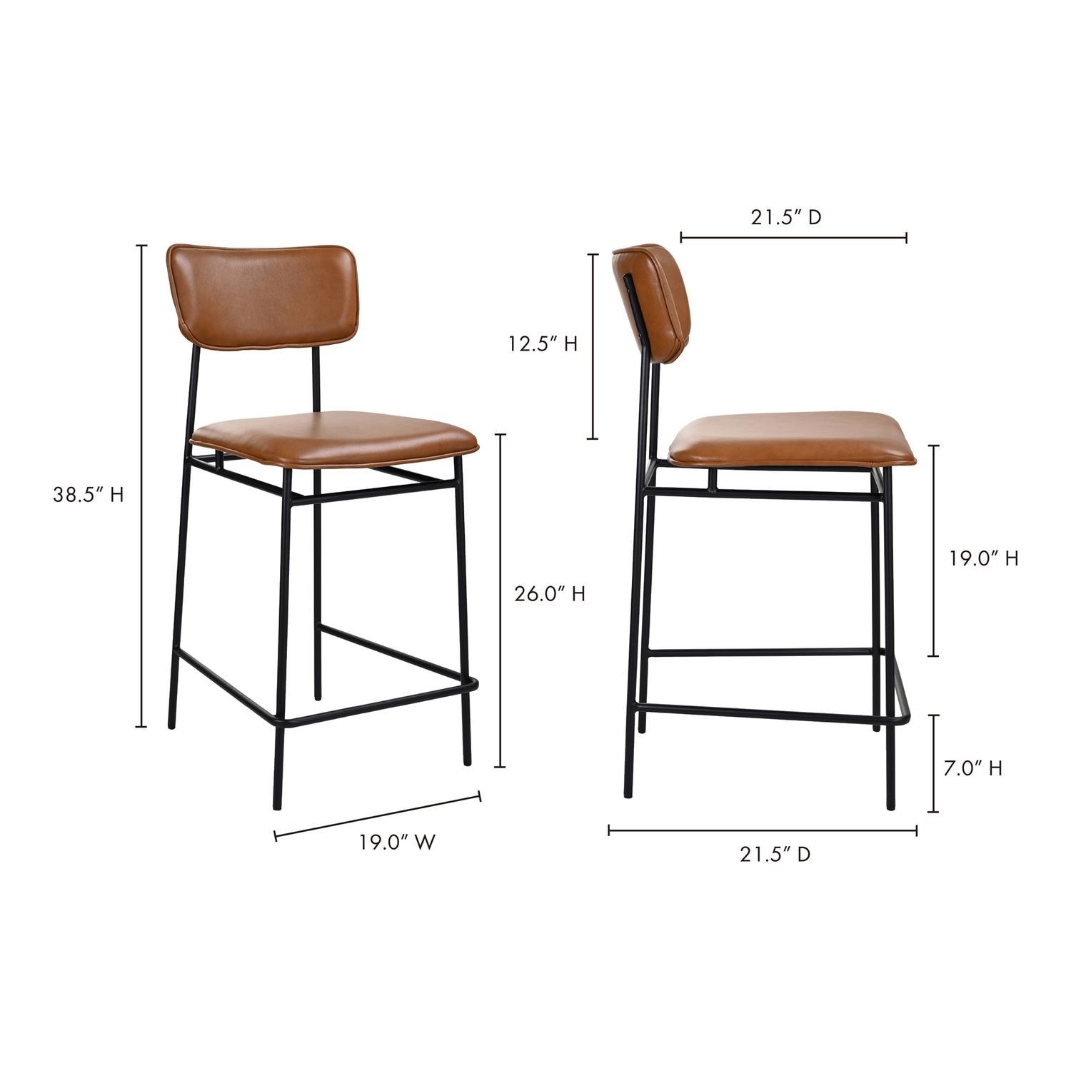 Mariner Bar Stool Brown Bar Stools, Brown / Powder-Coated Metal Frame