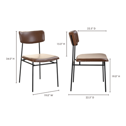 Mariner Dining Chair Dark Amber - Set Of Two Dining Chairs, Brown / Powder-Coated Iron Frame