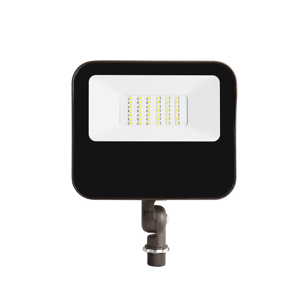 15W LED Flood Light - Yoke Mount, CCT Changeable (3000K/4000K/5000K), 2300 Lumens, AC120-277V, 0-10V Dimmable, UL and DLC Premium Listed - Black