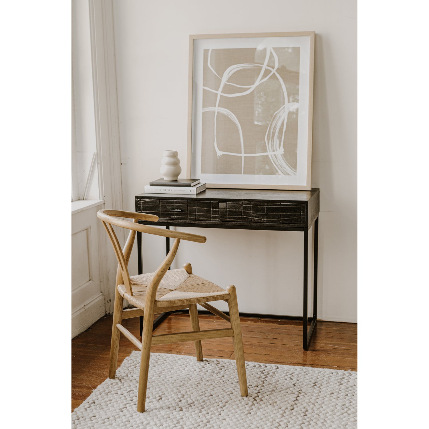 Atelia Nighstand Black Nightstands, Black / Iron Legs