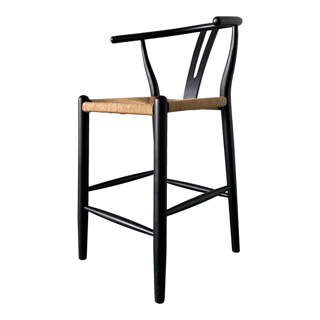 Ventana Dining Chair Black And Natural - Set Of Two Dining Chairs, Multicolor / Woven Fibre Seat