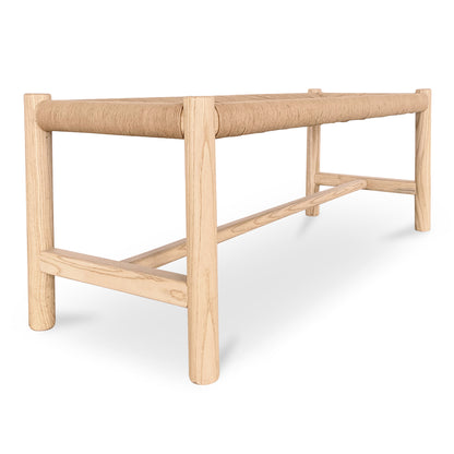 Hawthorne Small Bench Black Benches, Black / Woven Natural-Fiber Rope Seat