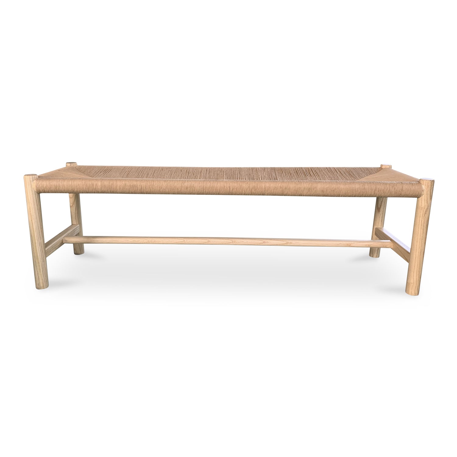 Hawthorne Small Bench Black Benches, Black / Woven Natural-Fiber Rope Seat