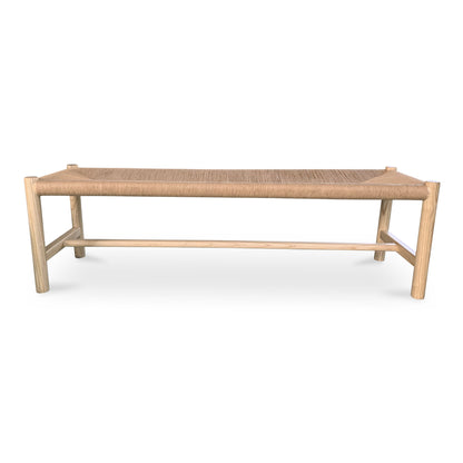 Hawthorne Small Bench Black Benches, Black / Woven Natural-Fiber Rope Seat