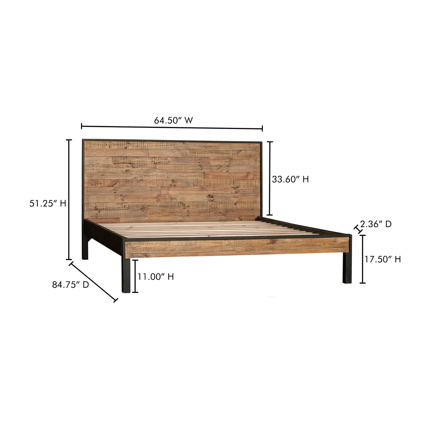 Miki Queen Bed Natural Beds, Natural / Acacia Wood Slats