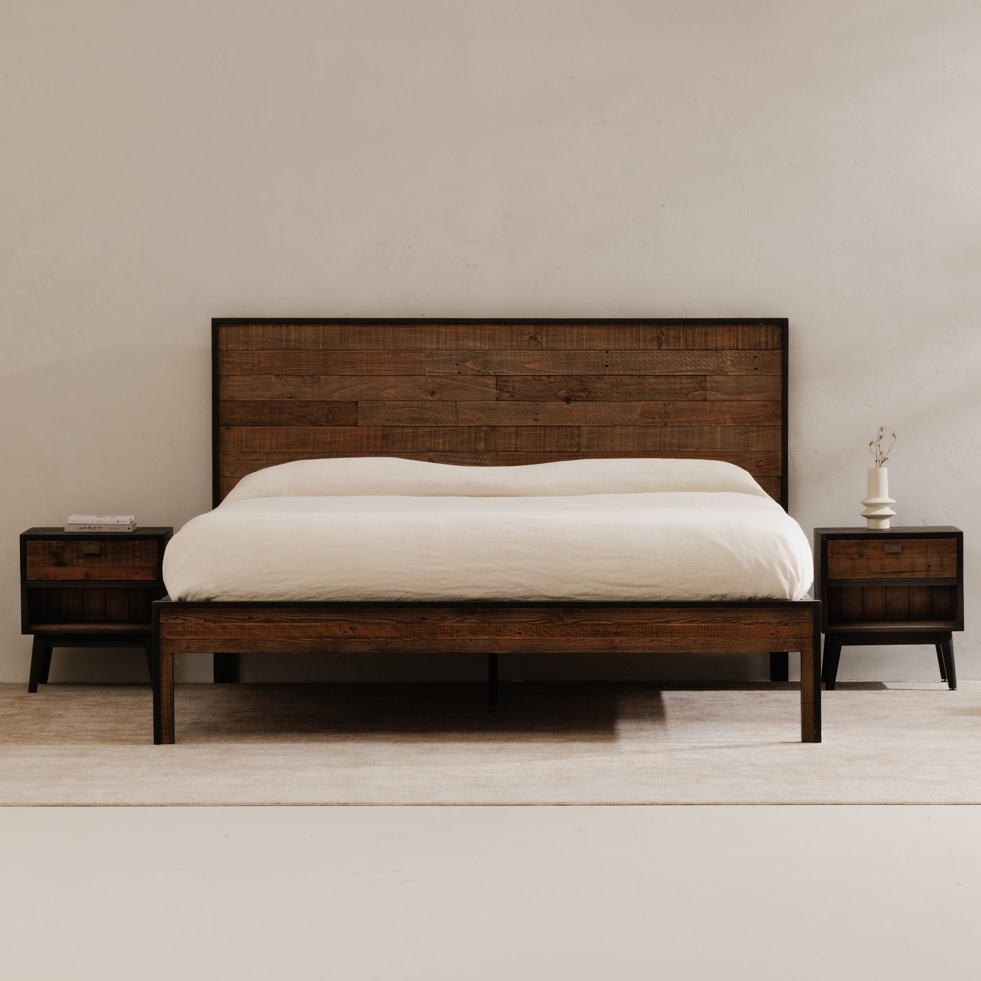 Ashford King Bed Beds, Beige / Acacia Veneer, MDF