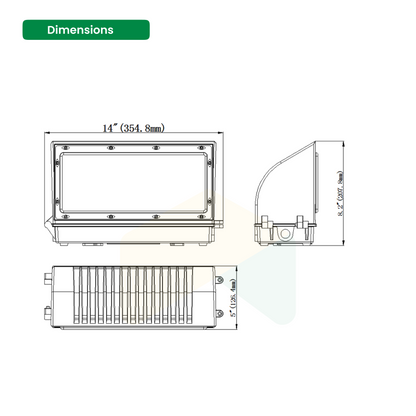 70W LED Full Cutoff Wall Pack Light - 10500 Lumens - 5000K - AC120-277V (Included Photocell)