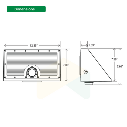 LED Architectural Wall Pack Light 48W/72W/96W/120W Wattage adjustable - 4000K/5000K - 18840Lumens CCT Selectable AC120-277V 0-10V Dimmable - IP66 - UL Listed - DLC Premium Listed - 5 Years Warranty