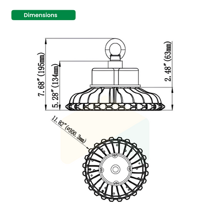 UFO LED High Bay Light 150W, 24000LM, 5000K, AC120-277V, Dimmable, IP65, For Warehouse Workshop Factory Barn Garage Gymnasium