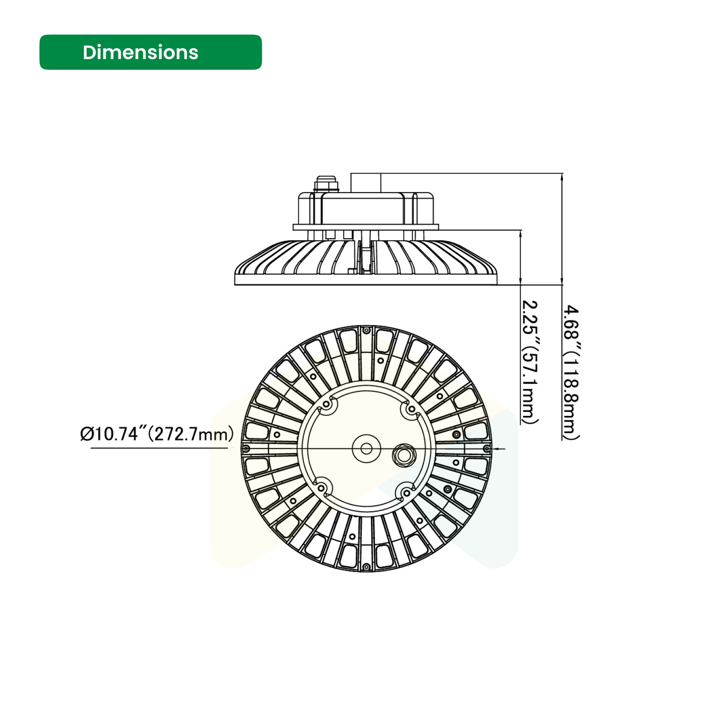 UFO LED Highbay Light - 150W - 5000K - CCT Changeable, 0-10V Dimmable, AC120-277V, 24000 Lumens UL, DLC 5.1 Premium Success