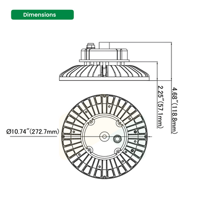 UFO LED Highbay Light - 100W - 4000K, 0-10V Dimmable - AC120-277V, 24000 Lumens, UL, DLC 5.1 Premium IP65,Hook Mount,Shop Lights,Garage,Factory,Warehouse,Workshop,Area Light.