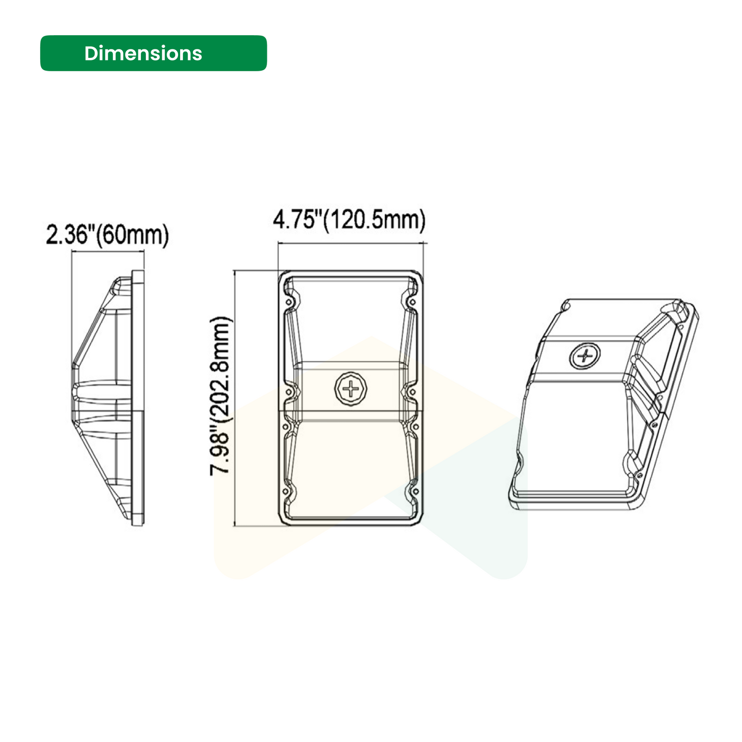 LED Wall Pack Light With Photocell, 25W, 3571 Lumens, 3000K/4000K/5000K CCT Selectable Included Photocell Equivalent, Waterproof Commercial Security Lighting for Warehouses, Garage,ETL Listed