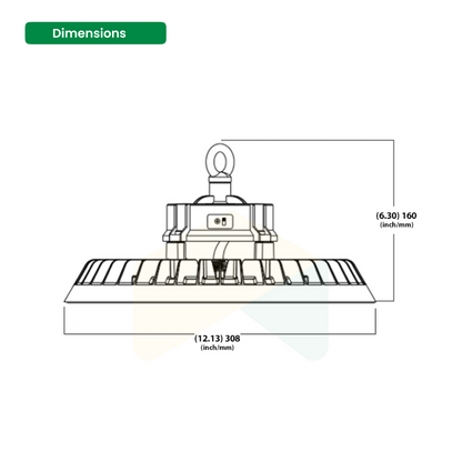 LED UFO High Bay Light- 150W/200W/240W Wattage Adjustable, 4000K/5000K/5700K CCT Changeable, 0-10V Dimmable - 100-347V, 140Lumens 6ft Wire Length - UL, DLC 5.1 Premium