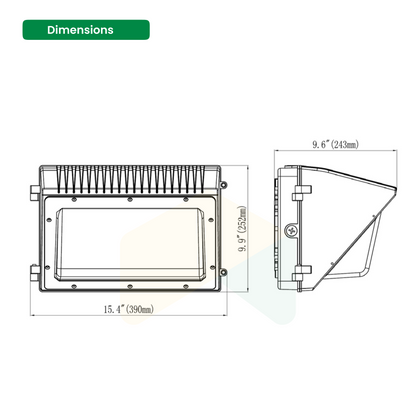 LED Glass Wall Pack Light -100W - 5000K - 13500 Lumens - AC120-277V 0-10V Dimmable - IP66 - UL Listed - DLC Premium Listed - 5 Years Warranty