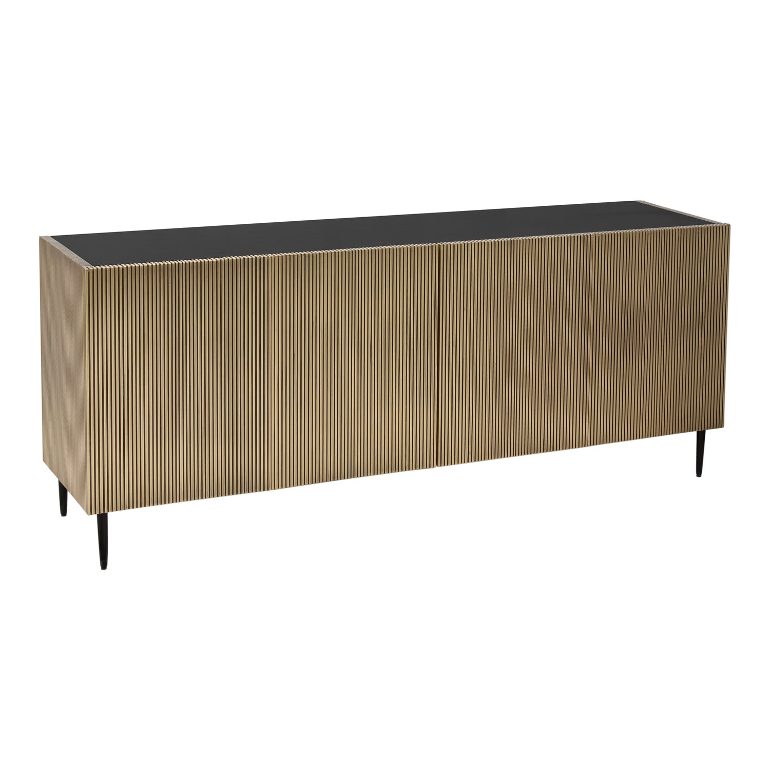 Sappora Media Cabinet Black Media Units, Black / Veneer Doors with Brass Foil Detailing