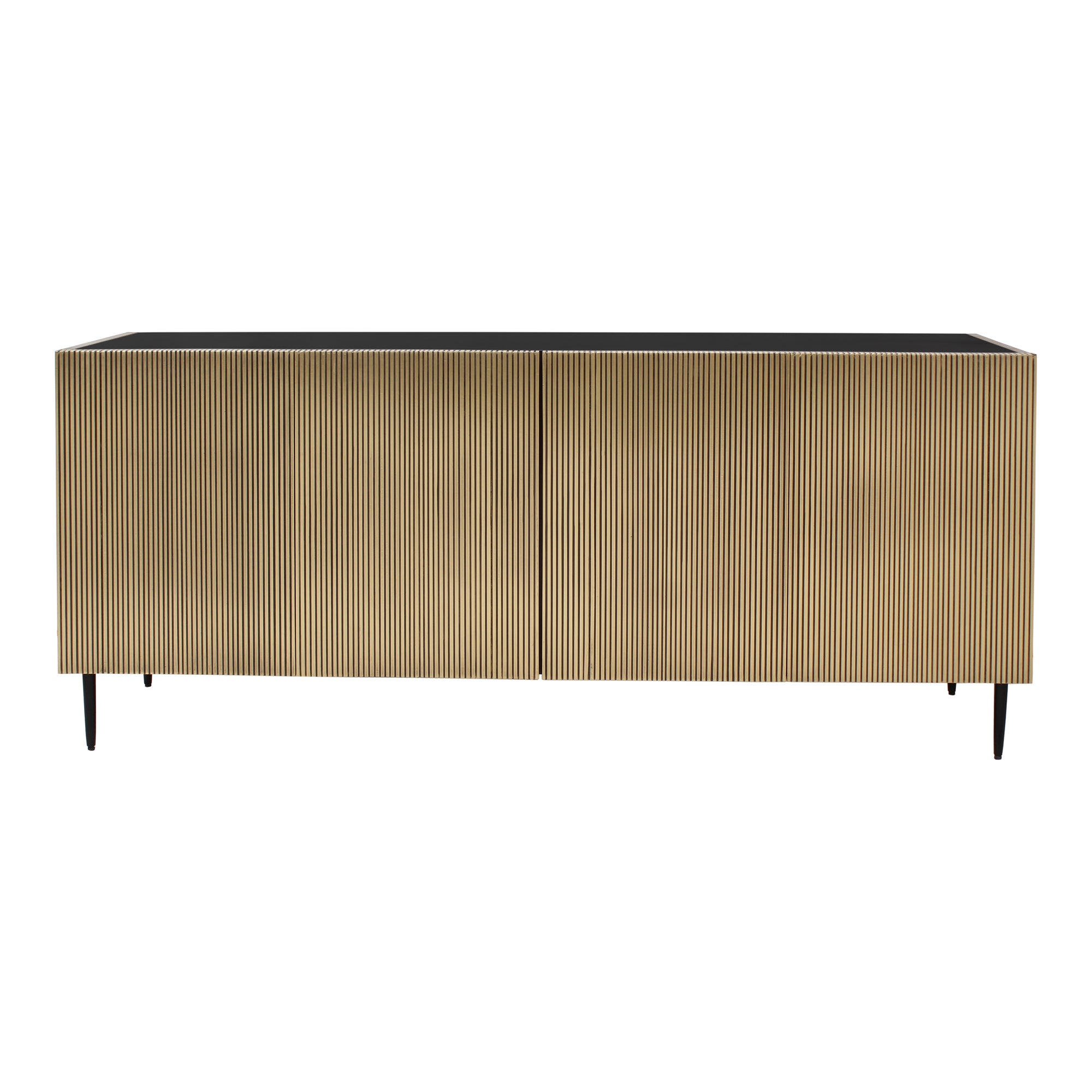 Sappora Media Cabinet Black Media Units, Black / Veneer Doors with Brass Foil Detailing