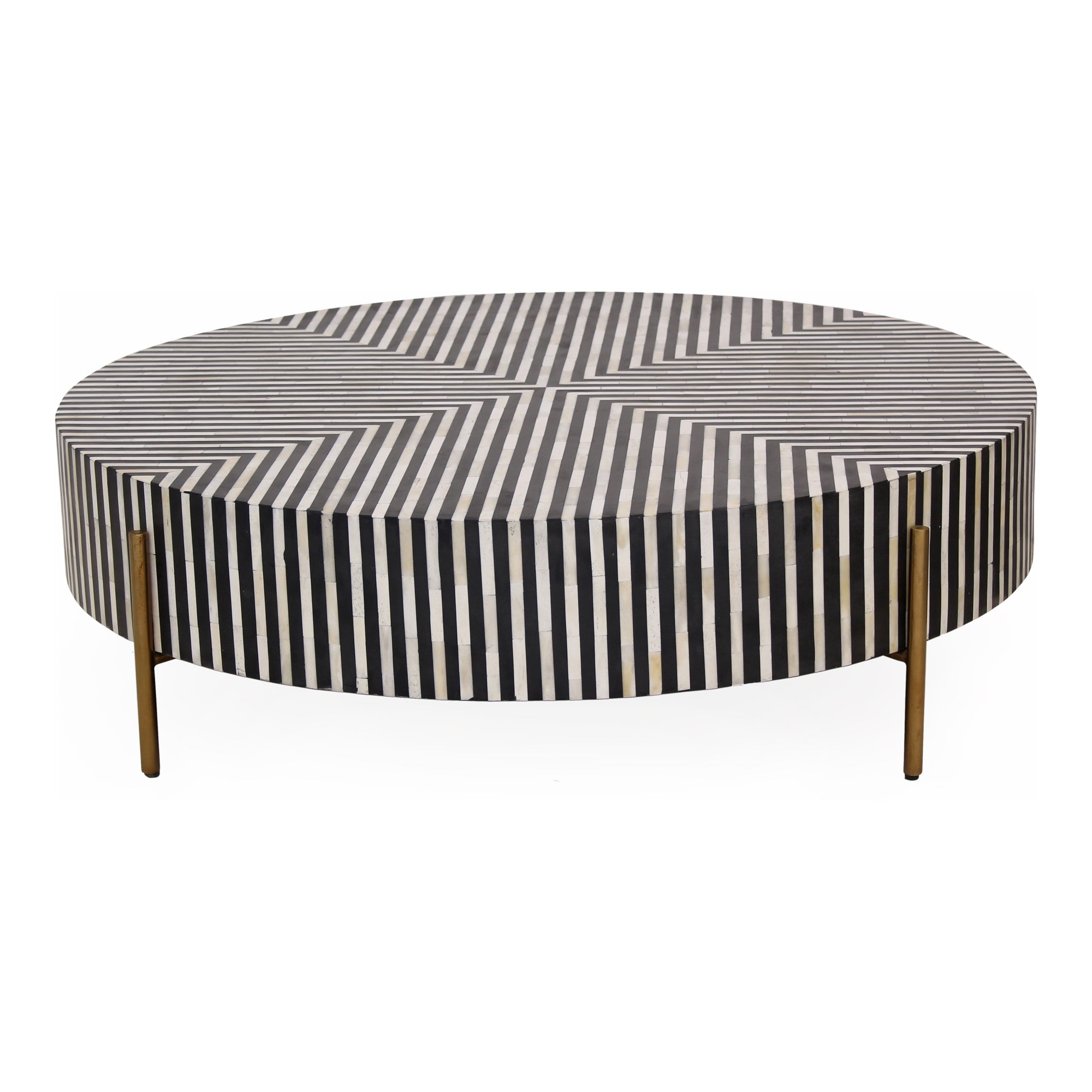 Chameau Small Coffee Table Black and White Coffee Tables, Multicolor / Iron Legs