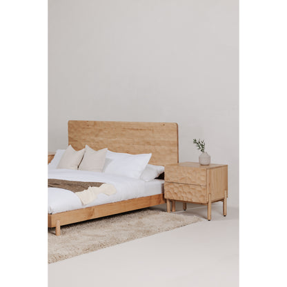 Miki Queen Bed Black Beds, Black / Acacia Wood Slats