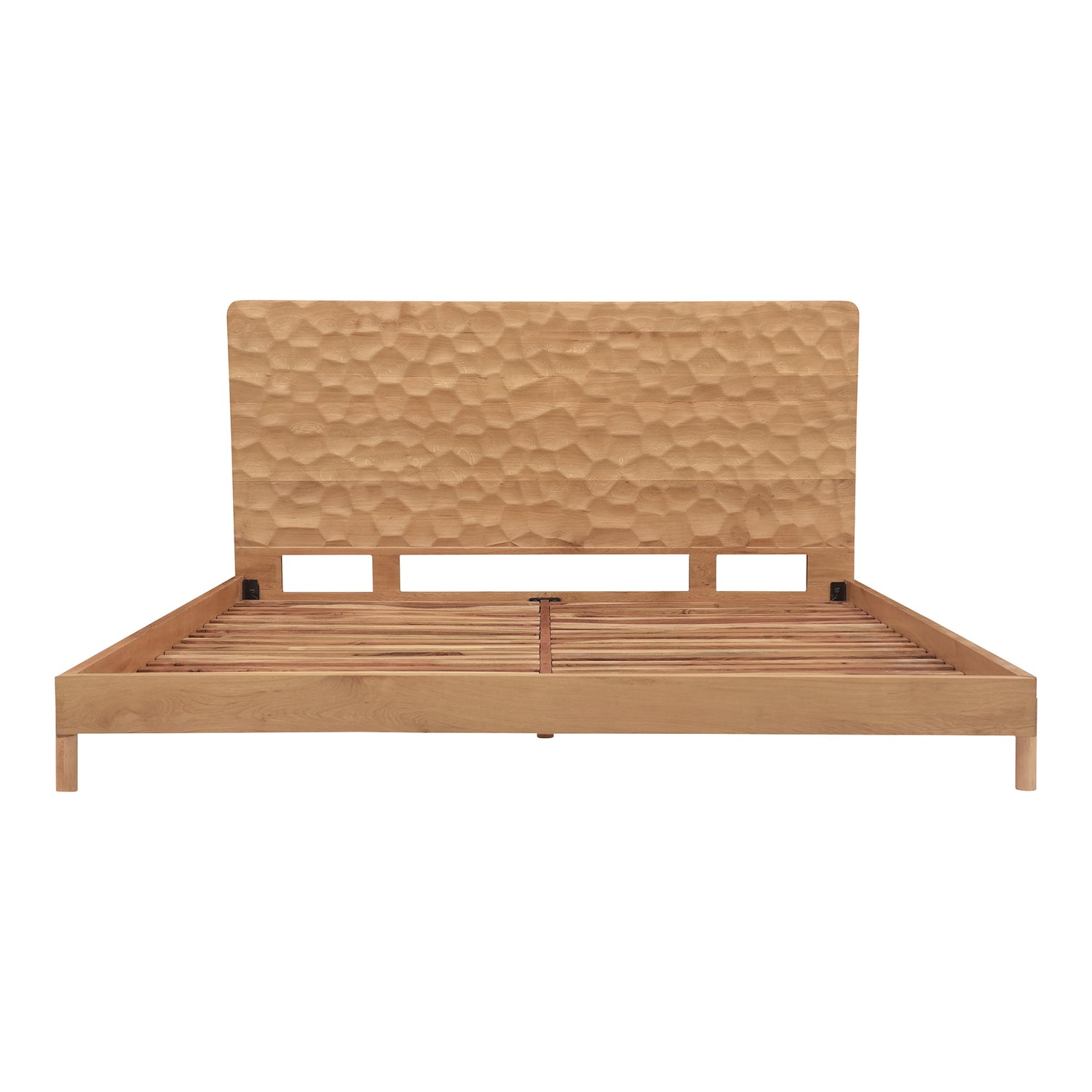 Miki Queen Bed Black Beds, Black / Acacia Wood Slats