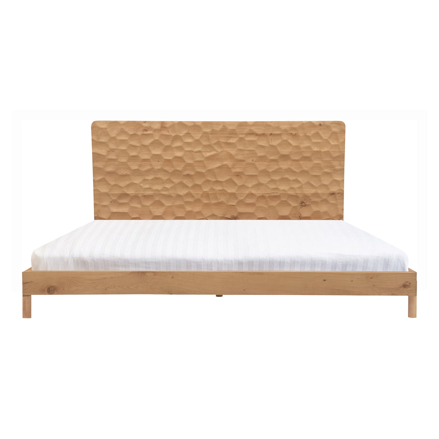 Miki Queen Bed Black Beds, Black / Acacia Wood Slats