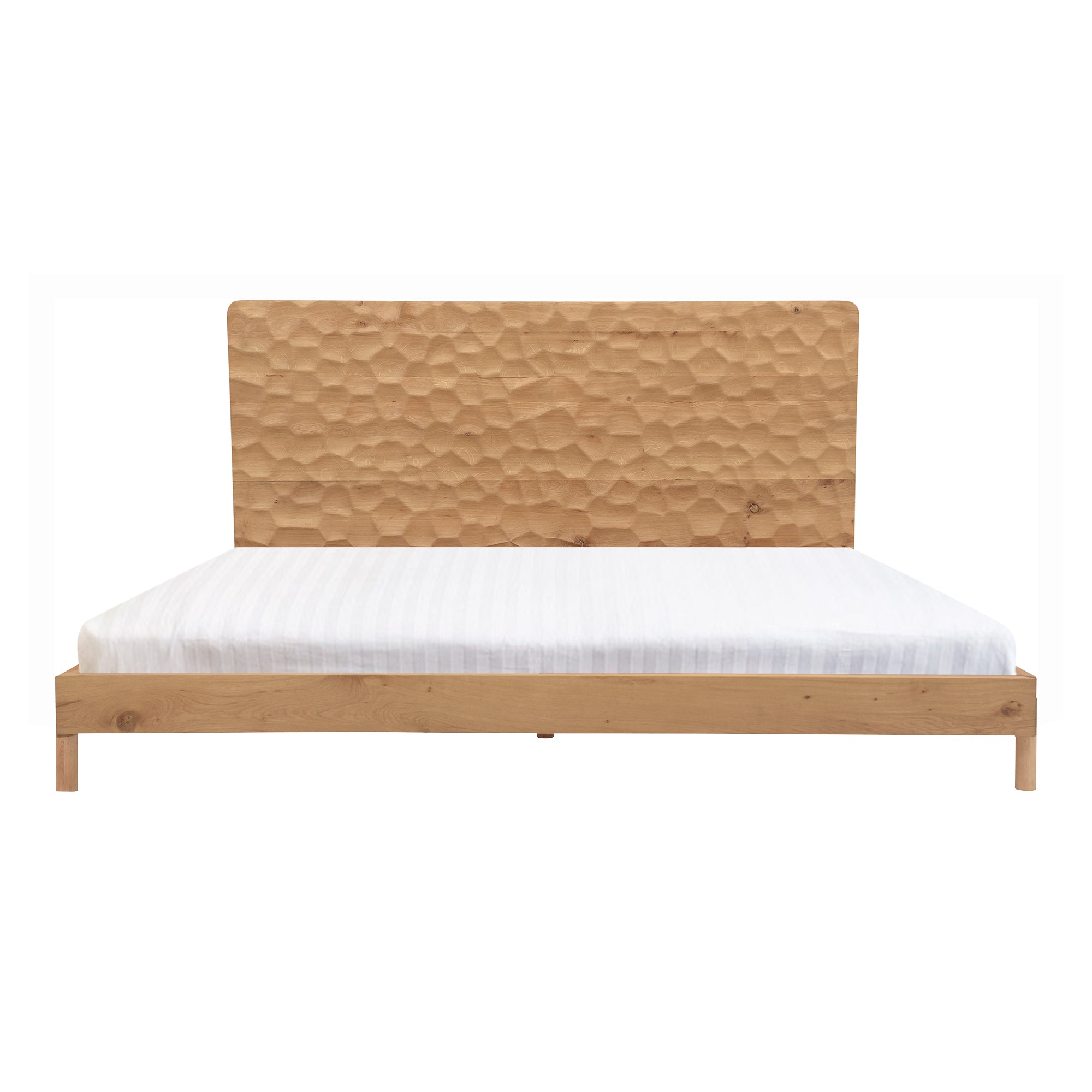 Miki Queen Bed Black Beds, Black / Acacia Wood Slats