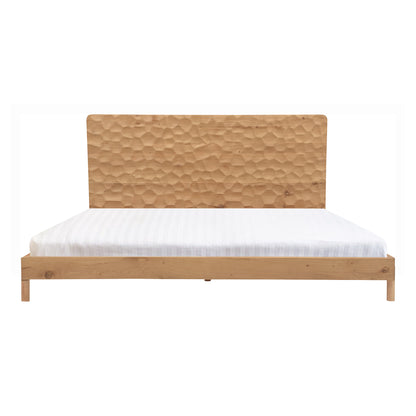 Miki Queen Bed Black Beds, Black / Acacia Wood Slats