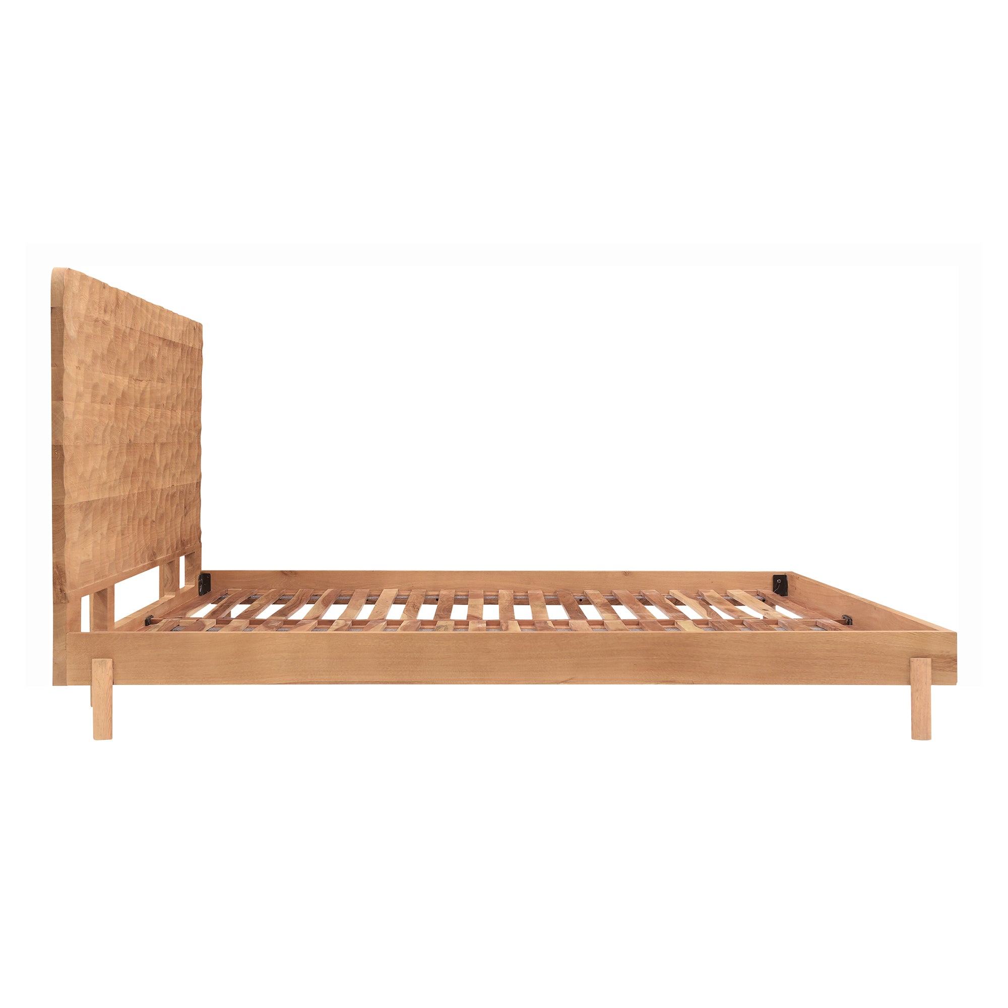 Miki Queen Bed Black Beds, Black / Acacia Wood Slats