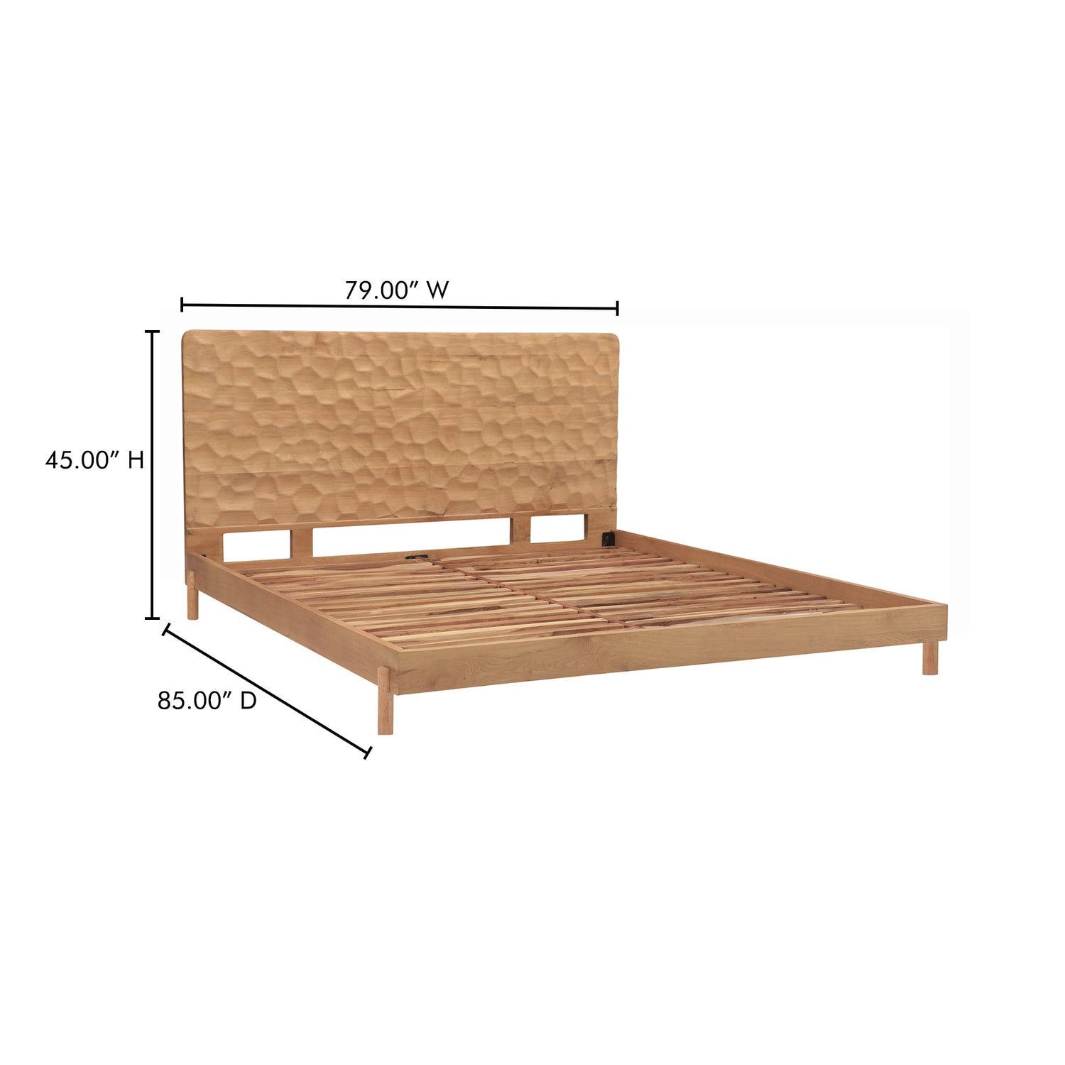 Miki Queen Bed Black Beds, Black / Acacia Wood Slats