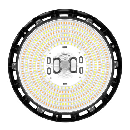 160W UFO LED High Bay Light - CCT Changeable (3000K/4000K/5000K), 27500 Lumens, AC120-277V, 0-10V Dimmable, UL and DLC Listed - Bronze