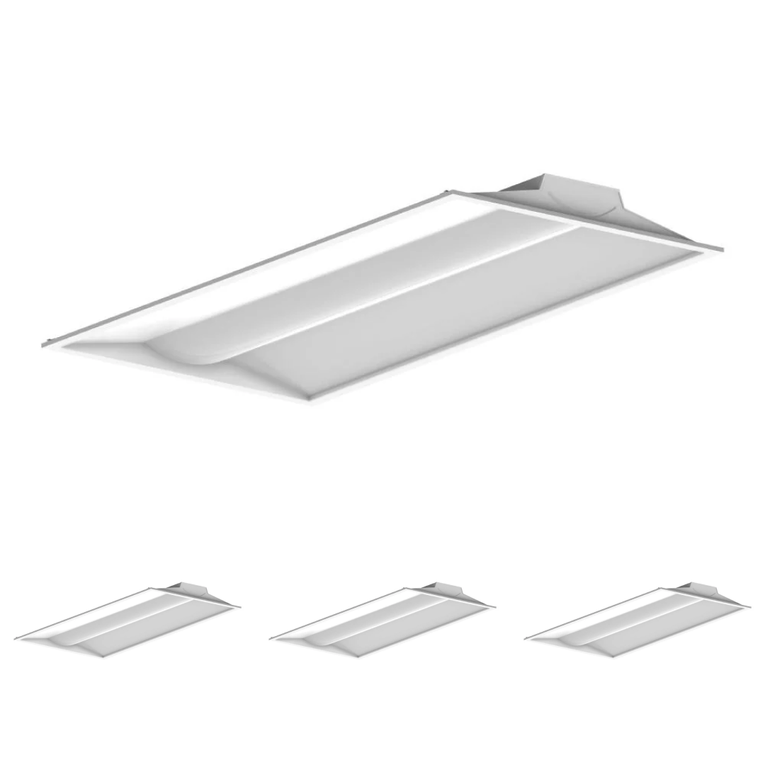 2x4 ft LED Troffer Light - Wattage Adjustable (30W/40W/50W), CCT Changeable (3500K/4000K/5000K), 150LM/Watt, 100-277Vac, 0-10V Dim, ETL, DLC 5.1 Premium, Recessed Back-lit With Earthquake Kit Fixture (4-Pack)