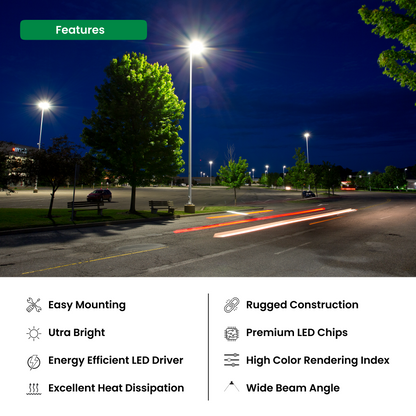 250W LED Shoebox Light - Wall Mount - 4000K, 36000 Lumens, AC347-480V High Voltage - 1-10V Dimmable, IP65 - UL Listed - DLC Premium Listed - 5 Years Warranty