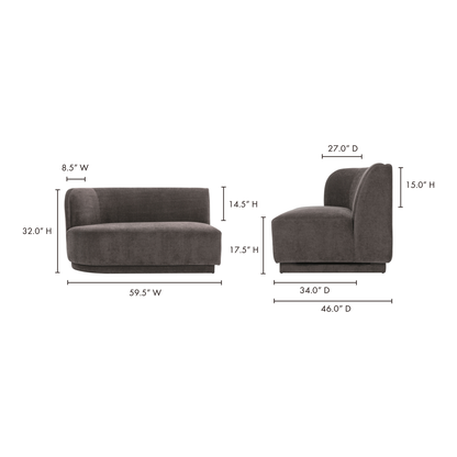 Yon 2 Seat Sofa Left Sofas, Red / FSC wood 100% on Frame and legs