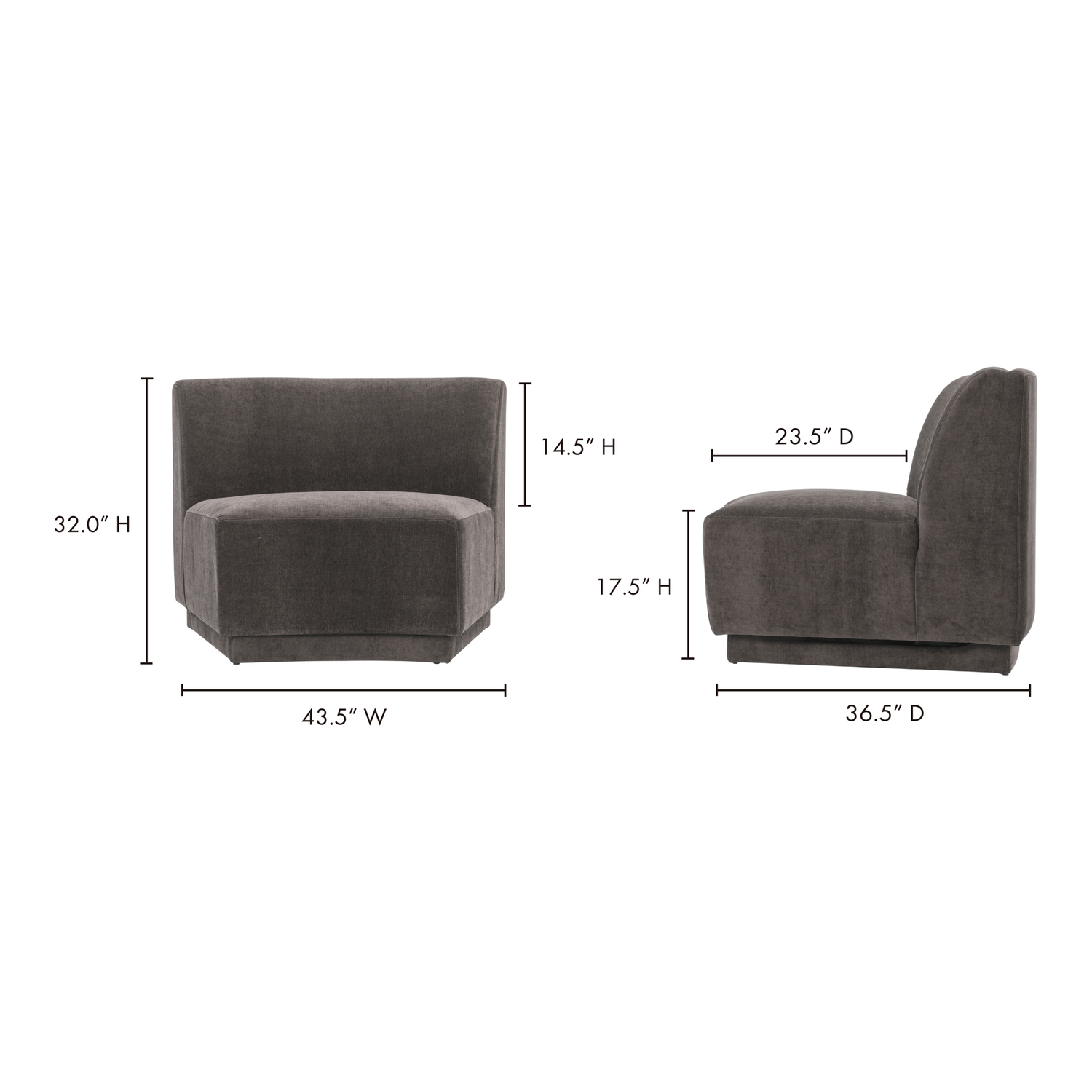 Yon 2 Seat Sofa Right Sofas, Grey / FSC wood 100% on Frame and legs