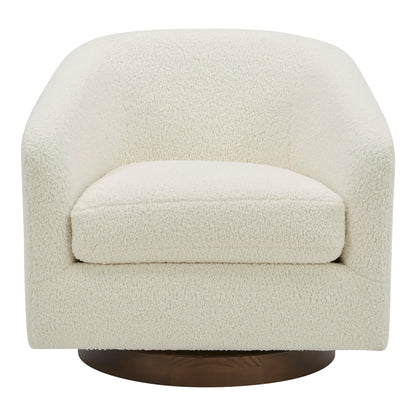 Osric Swivel Chair Splashed White Accent Chairs, White / Solid Wood and Plywood Construction