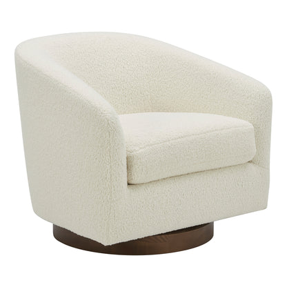 Osric Swivel Chair Splashed White Accent Chairs, White / Solid Wood and Plywood Construction