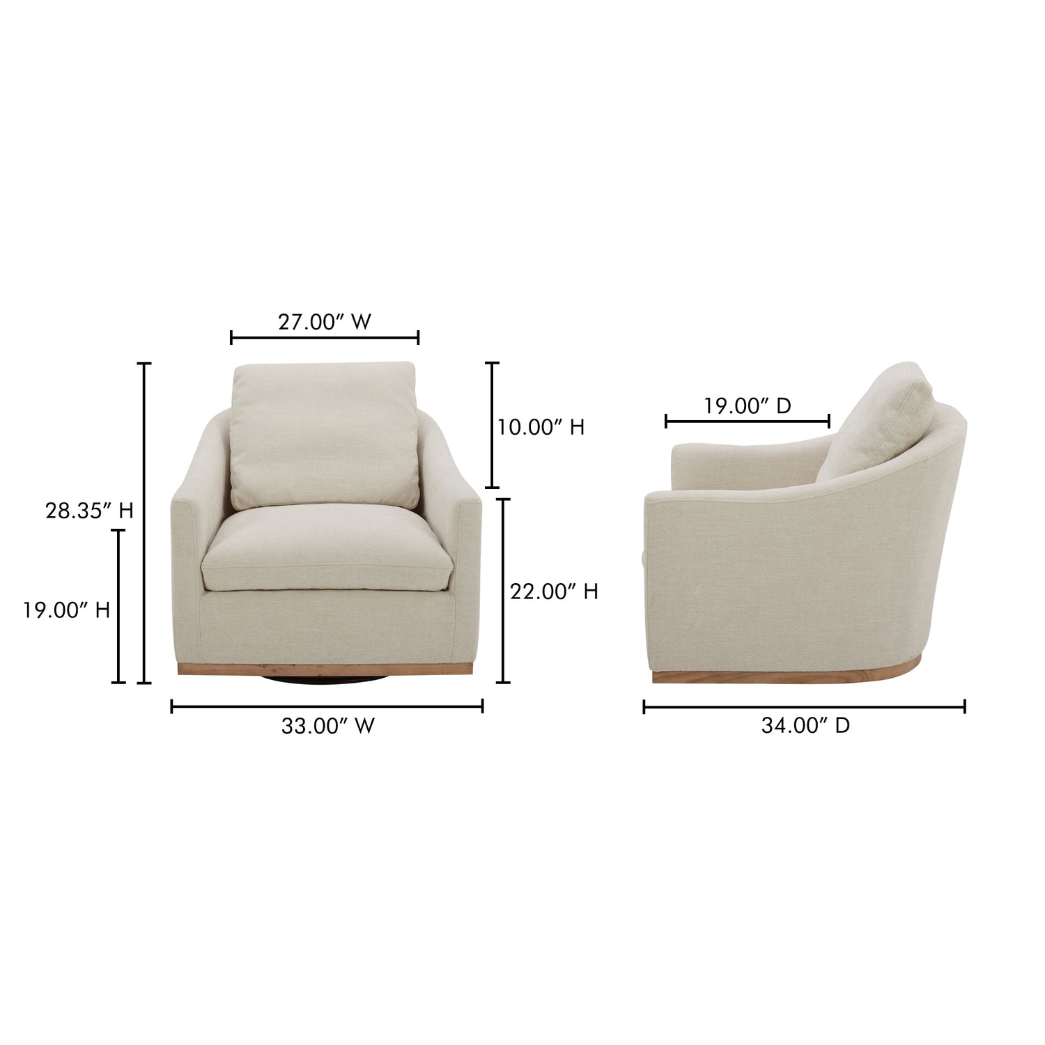 Osric Leather Swivel Chair Tan Accent Chairs, Brown / Solid wood base, Pine and Poplar frame