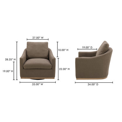 Landin Swivel Chair Soft Beige Accent Chairs, Beige / Pine wood, Poplar multilayer board, Plywood, LVL