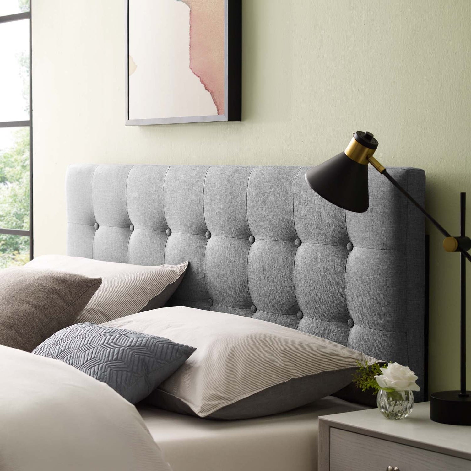 Emily Upholstered Fabric Headboard By HouseBean