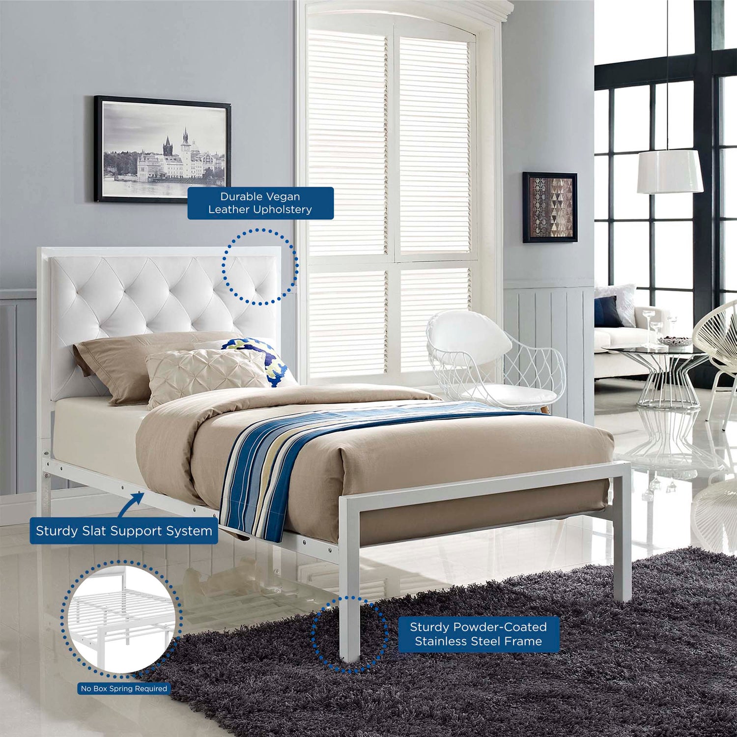 Mia Fabric Bed by Modway