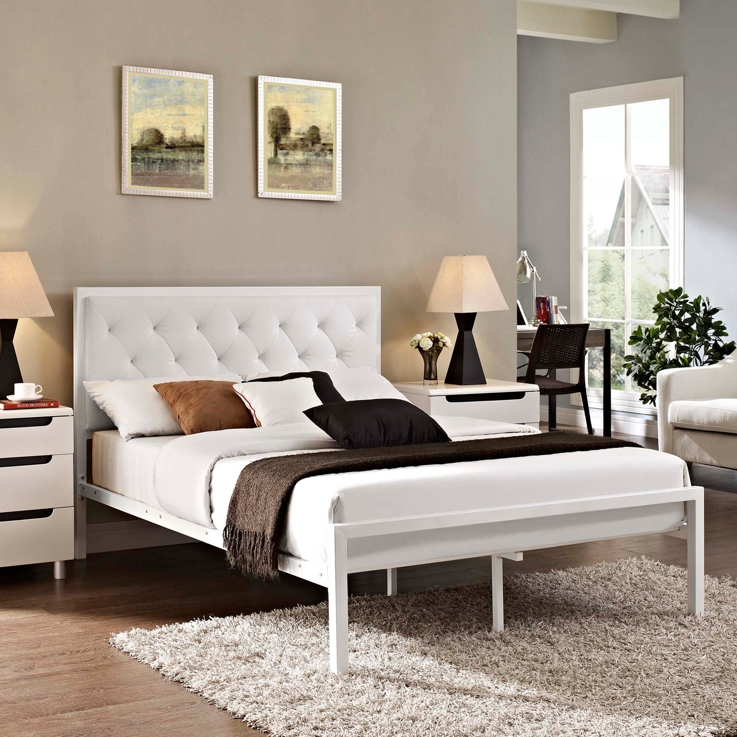 Mia Vinyl Bed by Modway