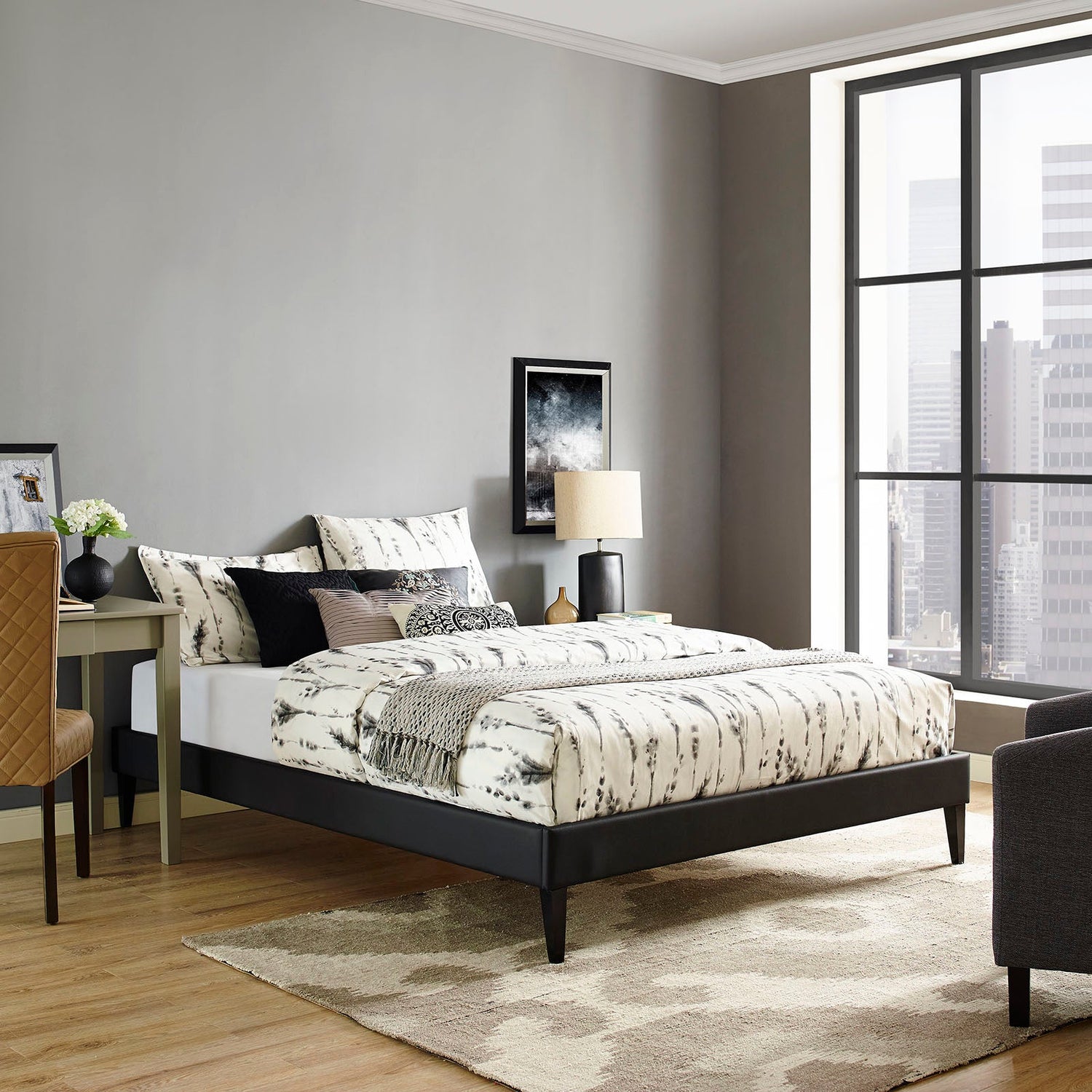 Sharon Fabric Bed Frame with Squared Tapered Legs by Modway