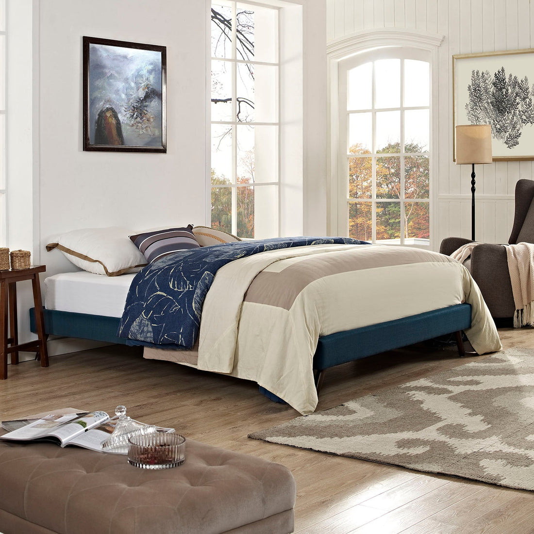 Helen Fabric Bed Frame with Round Splayed Legs by Modway