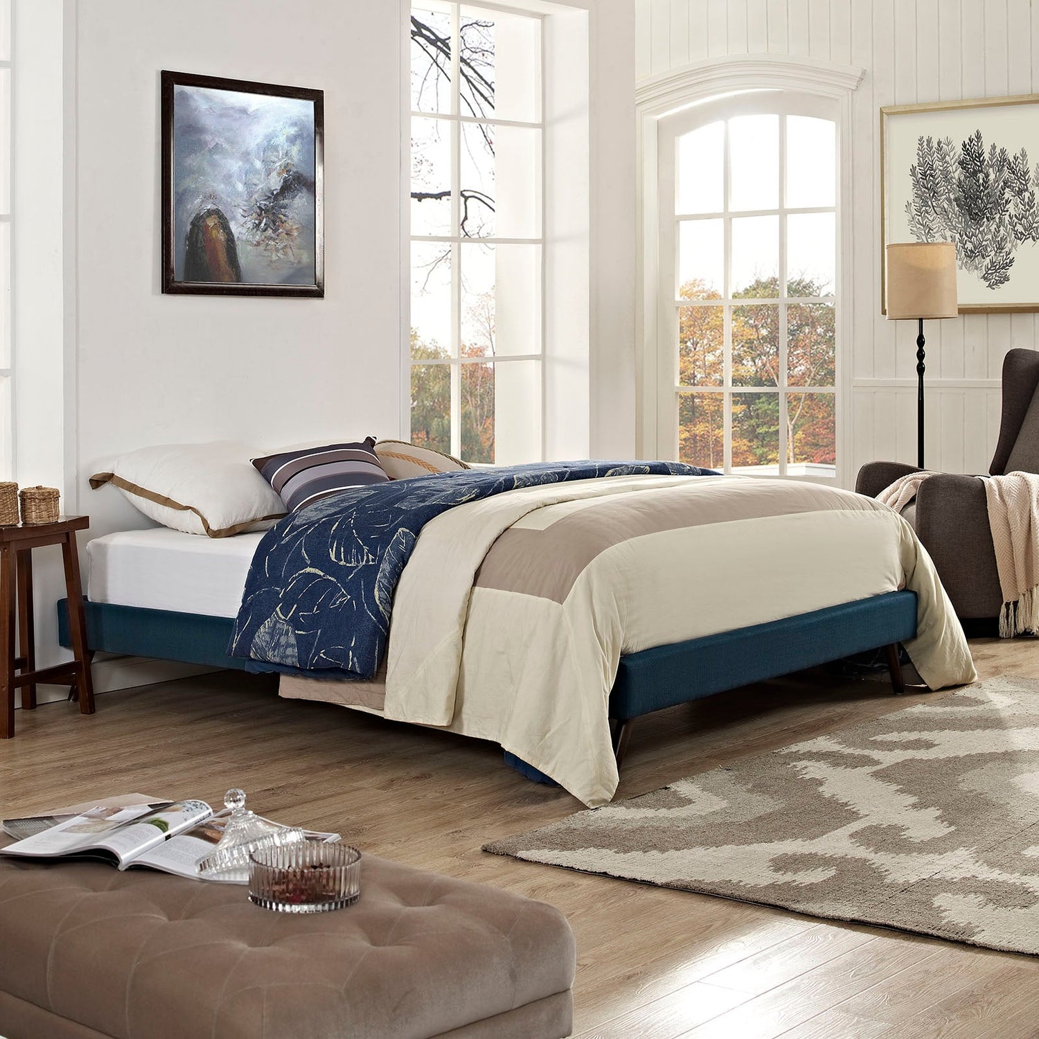 Helen Fabric Bed Frame with Round Splayed Legs by Modway